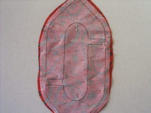 Pinned and stitched interfacing and fabric