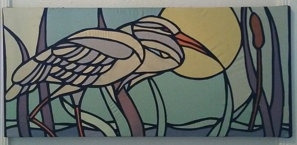 Waterfowl in reeds done with reverse applique.