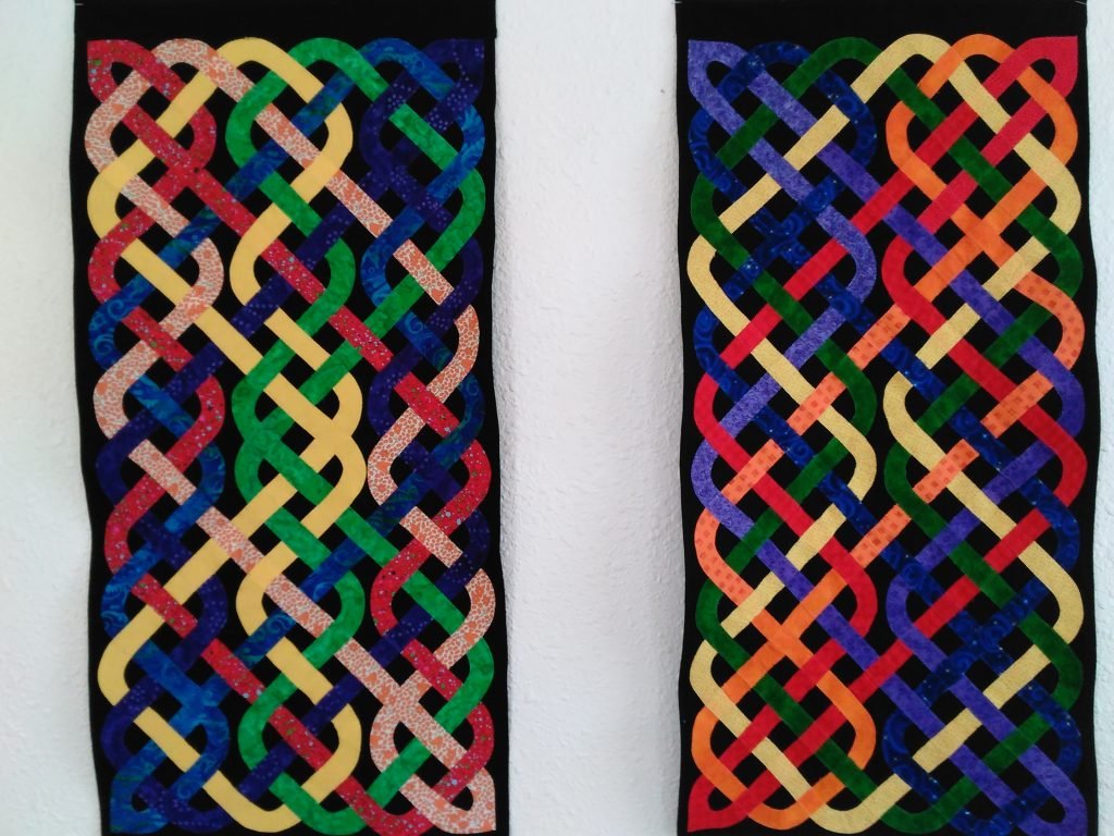 Multi-colored Celtic knots.