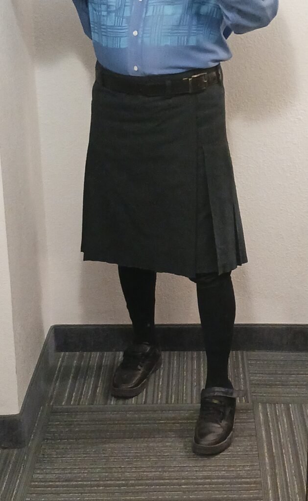 Black kilt.